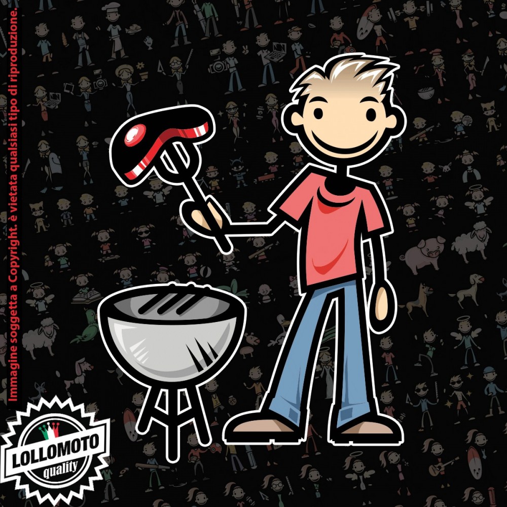 Papà Barbeque StickMan© 2.0 Colorati Adesivi Famiglia Vetro Auto Stickers Family Stickers Family Decal