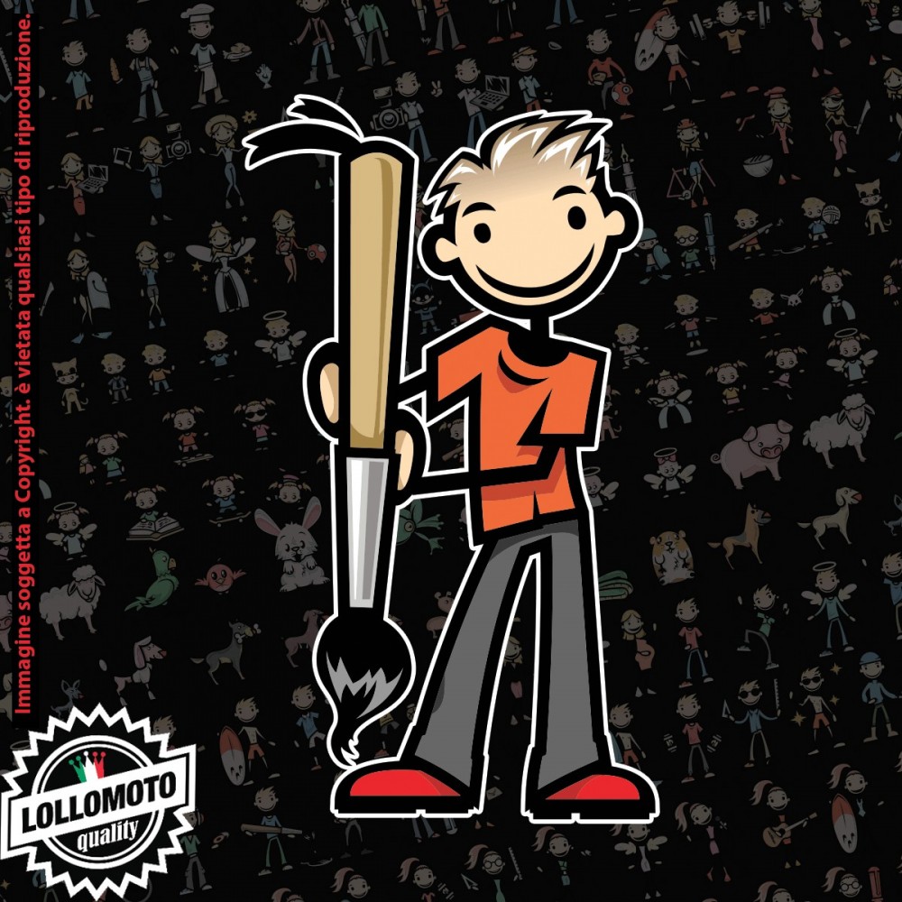 Papà con Pennello StickMan© 2.0 Colorati Adesivi Famiglia Vetro Auto Stickers Family Stickers Family Decal