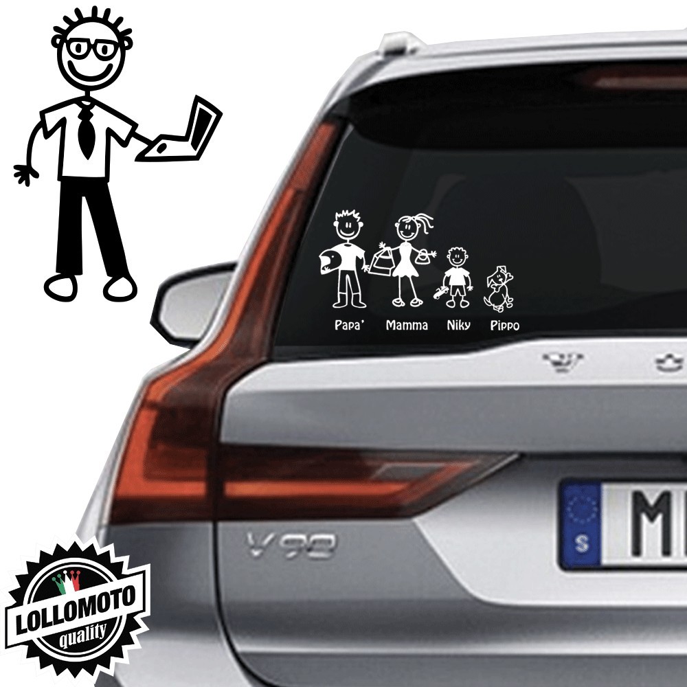 Papà Computer Adesivo Vetro Auto Famiglia StickersFamily
