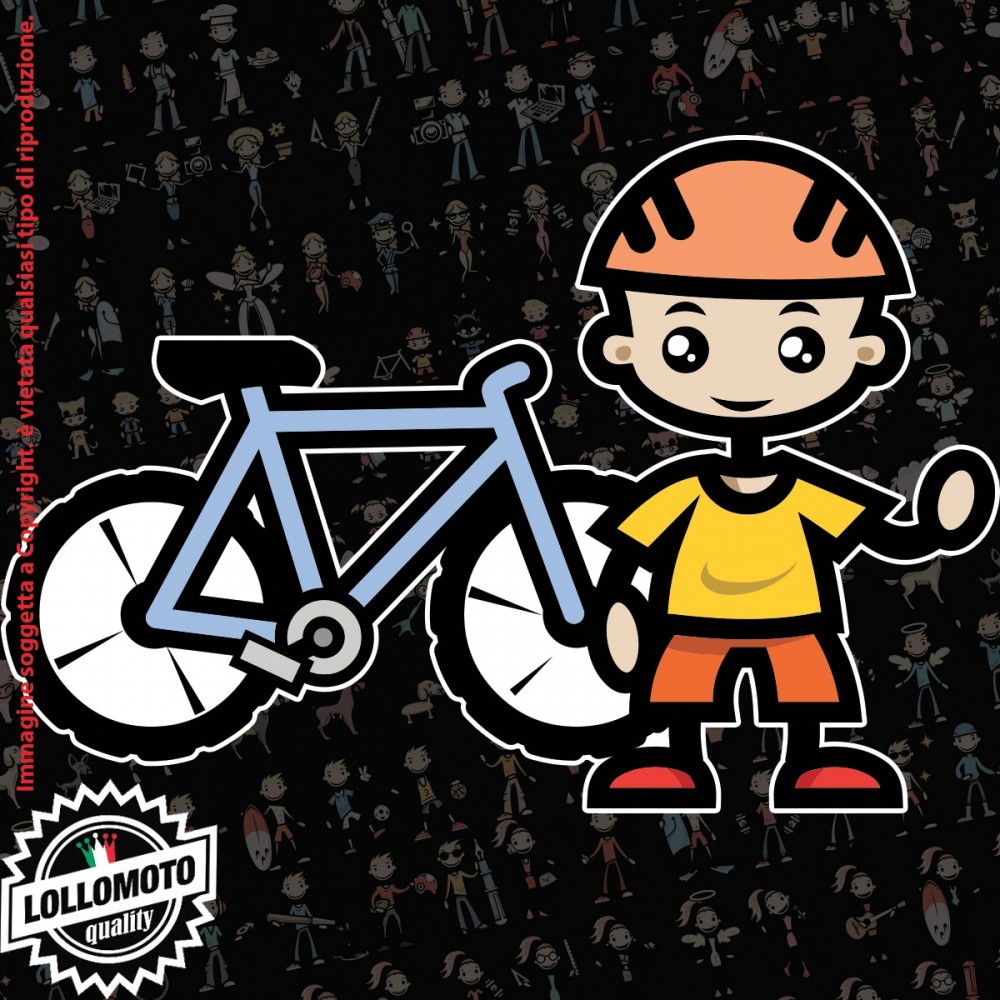 Bambino Ciclista StickMan© 2.0 Colorati Adesivi Famiglia Vetro Auto Stickers Family Stickers Family Decal