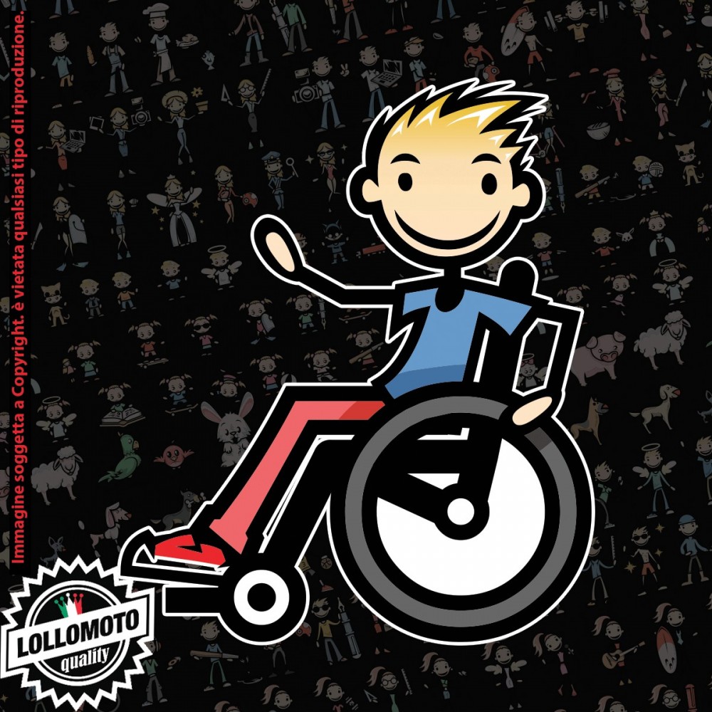 Ragazzo disabile StickMan© 2.0 Colorati Adesivi Famiglia Vetro Auto Stickers Family Stickers Family Decal