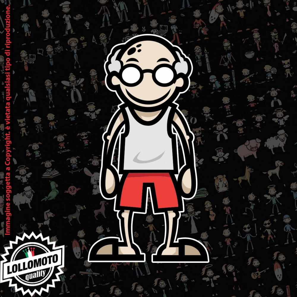Nonno con Canotta StickMan© 2.0 Colorati Adesivi Famiglia Vetro Auto Stickers Family Stickers Family Decal