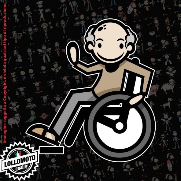 Nonno Disabile StickMan© 2.0 Colorati Adesivi Famiglia Vetro Auto Stickers Family Stickers Family Decal