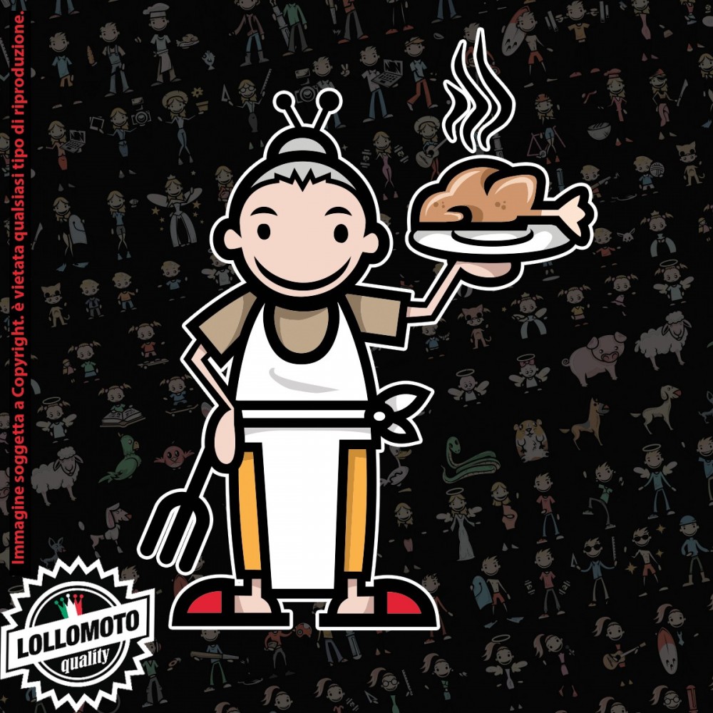 Nonna con Vestaglia StickMan© 2.0 Colorati Adesivi Famiglia Vetro Auto Stickers Family Stickers Family Decal