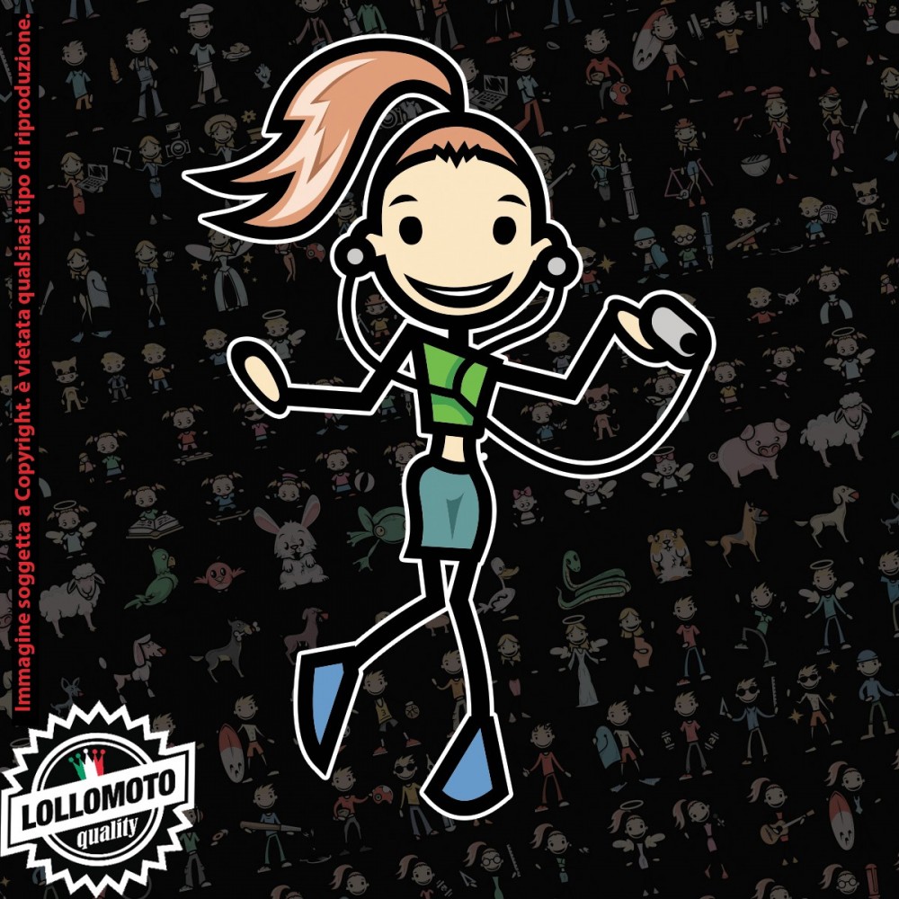 Ragazza ascolta musica mp3 StickMan© 2.0 Colorati Adesivi Famiglia Vetro Auto Stickers Family Stickers Family Decal