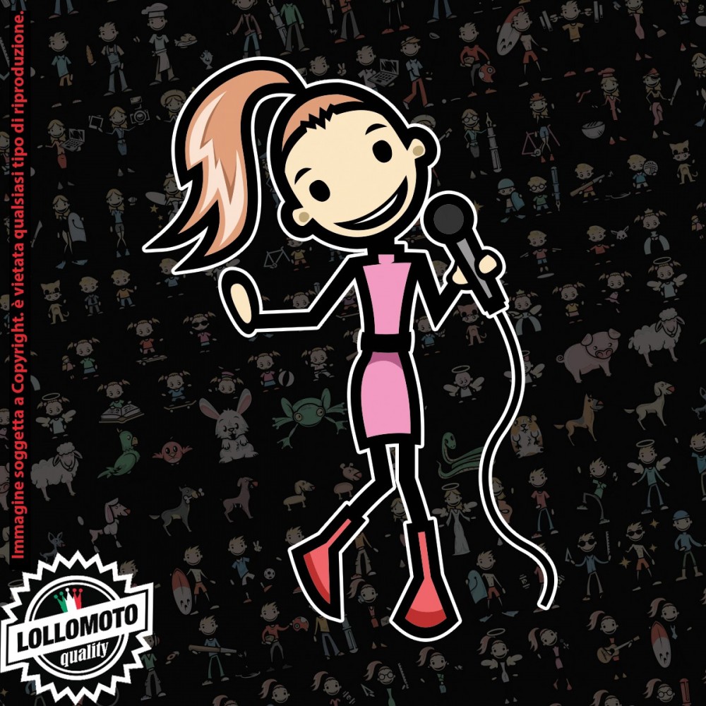 Ragazza Cantante StickMan© 2.0 Colorati Adesivi Famiglia Vetro Auto Stickers Family Stickers Family Decal