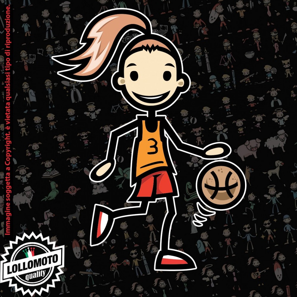 Ragazza basket StickMan© 2.0 Colorati Adesivi Famiglia Vetro Auto Stickers Family Stickers Family Decal