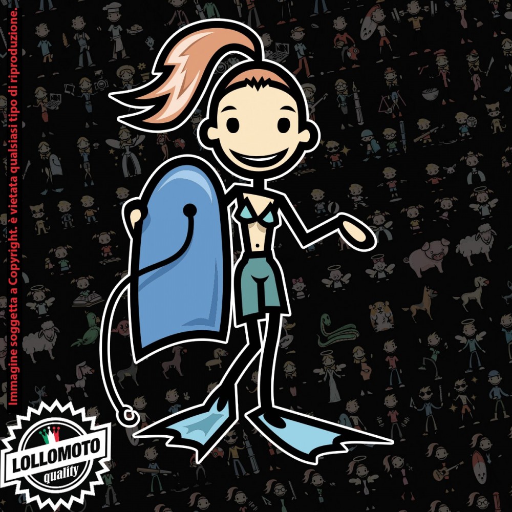 Ragazza al mare StickMan© 2.0 Colorati Adesivi Famiglia Vetro Auto Stickers Family Stickers Family Decal