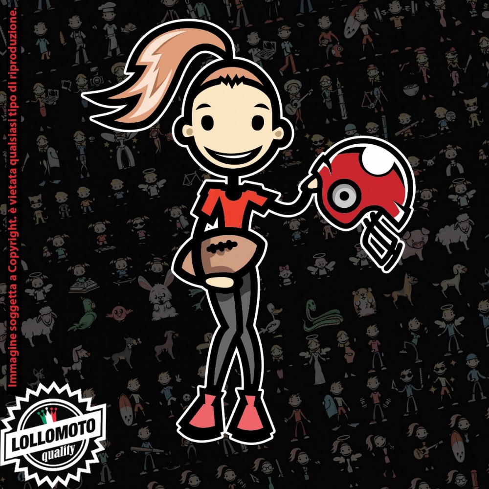 Ragazza Rugby StickMan© 2.0 Colorati Adesivi Famiglia Vetro Auto Stickers Family Stickers Family Decal