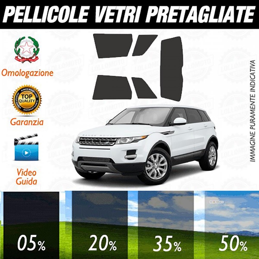 Land Rover Evoque 5P dal 2011 al 2018 Pellicole Oscuramento Vetri Auto Pre Tagliate a Misura