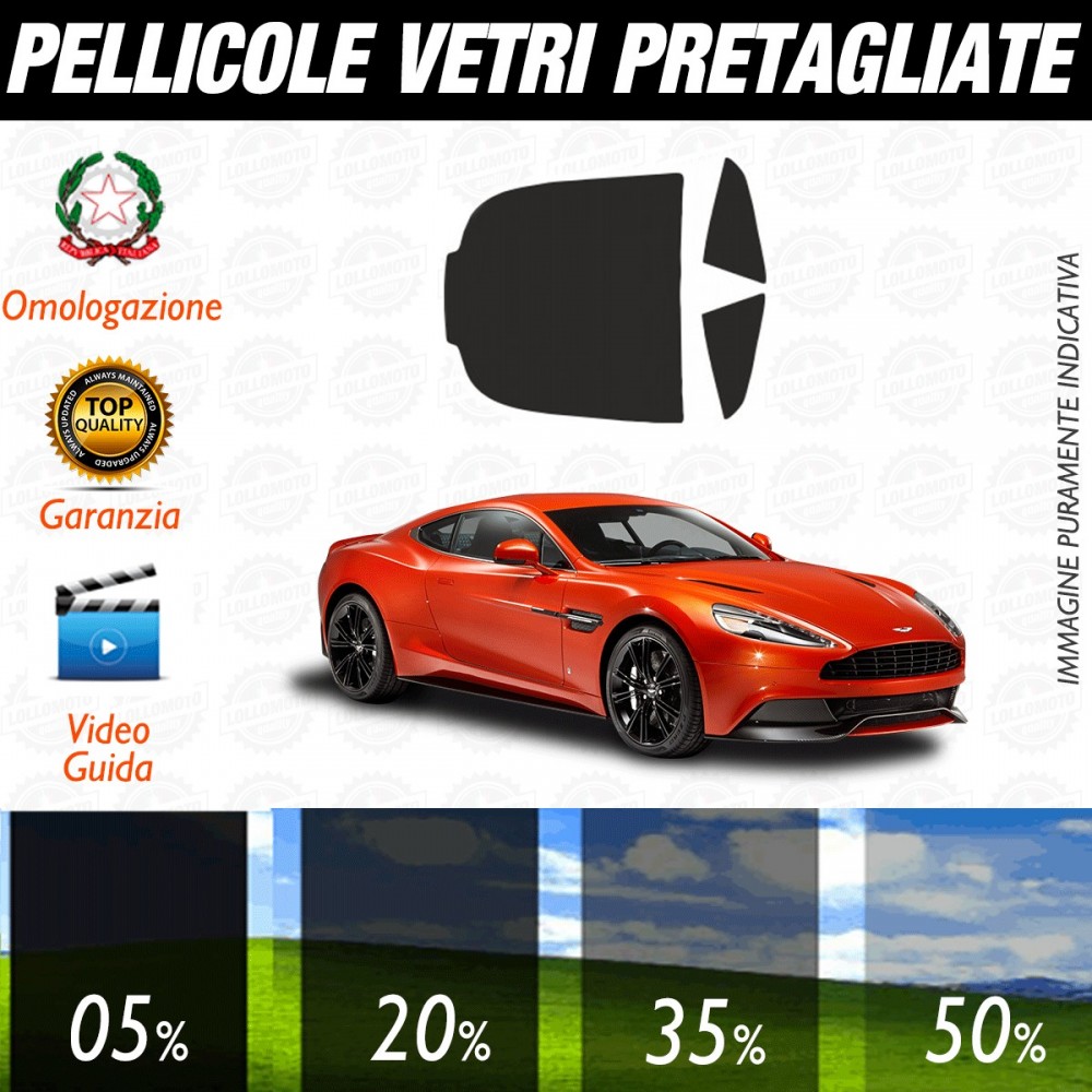 Aston Martin Vanquish dal 2001 al 2004 Pellicole Oscuramento Vetri Auto Pre Tagliate a Misura