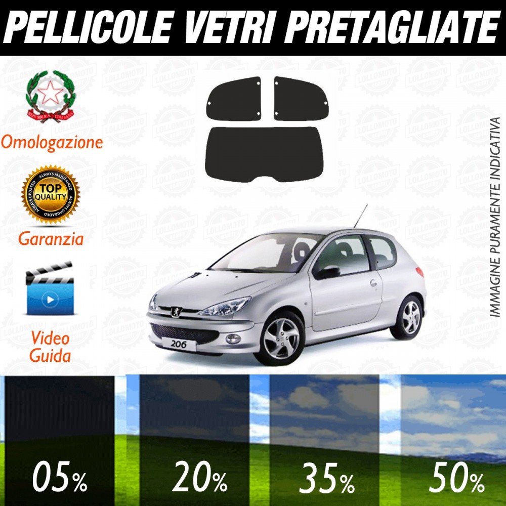 Peugeot 207 Sw dal 2007 ad OGGI Pellicole Oscuramento Vetri Auto Pre Tagliate a Misura Posteriore
