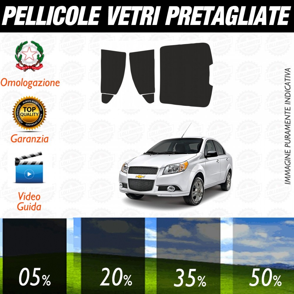 Chevrolet Aveo Berlina dal 2011 ad OGGI Pellicole Oscuramento Vetri Posteriori Auto Pre Tagliate a Misura