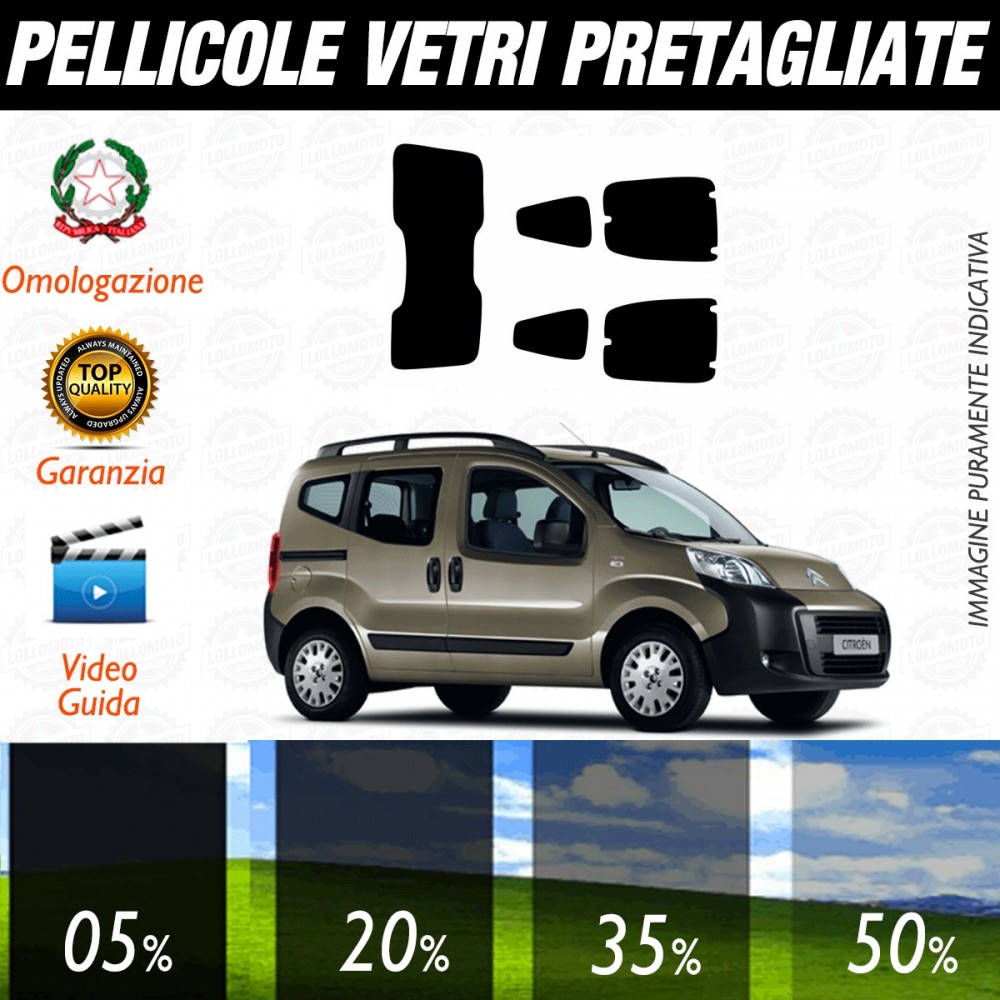 Citroen Nemo dal 2008 al 2016 Pellicole Oscuramento Vetri Posteriori Auto Pre Tagliate a Misura