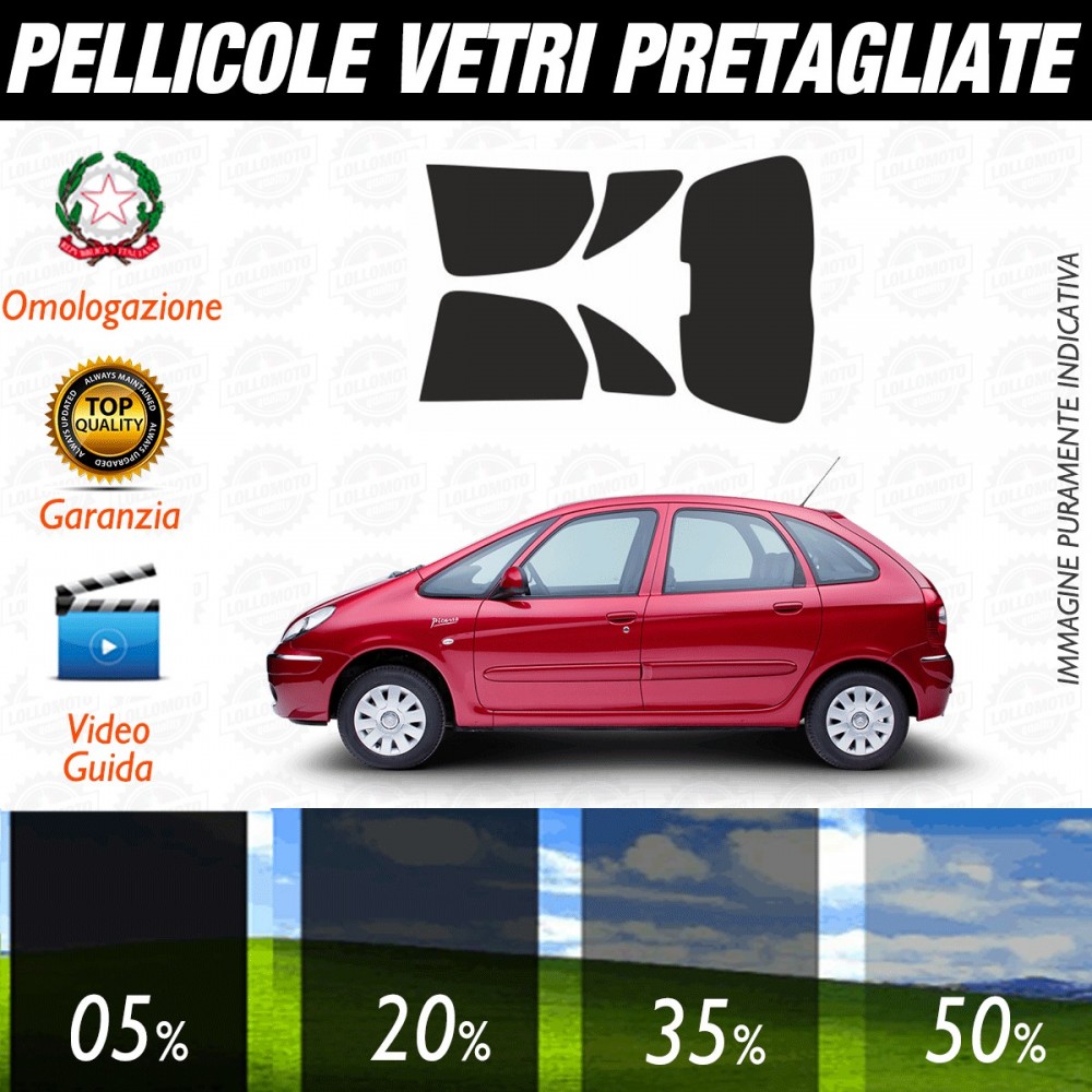 Citroen Xara Picasso dal 2001 al 2006 Pellicole Oscuramento Vetri Posteriori Auto Pre Tagliate a Misura
