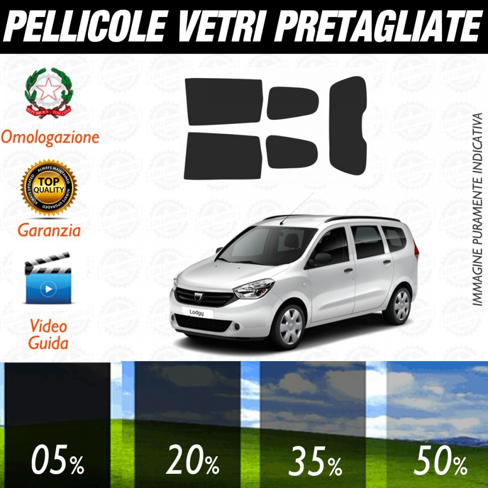 Dacia Lodgy dal 2012 ad OGGI Pellicole Oscuramento Vetri Posteriori Auto Pre Tagliate a Misura