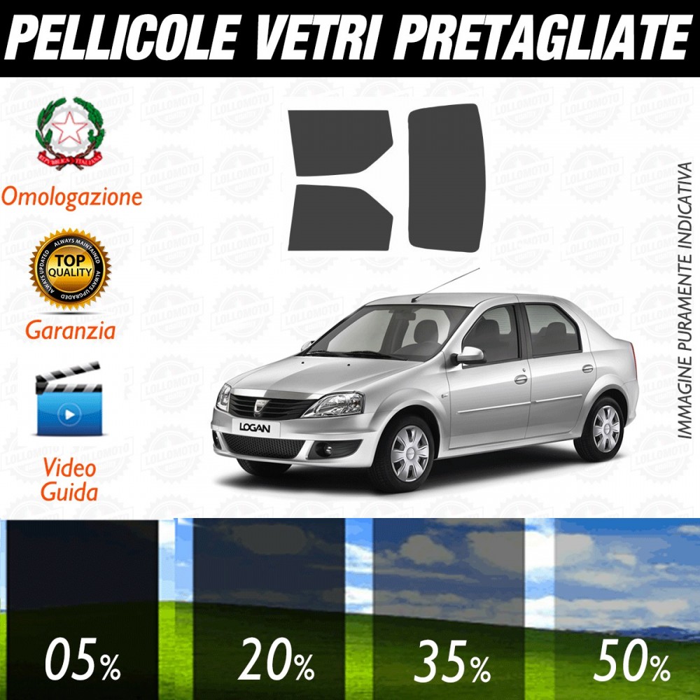 Dacia Logan Berlina dal 2007 al 2011 Pellicole Oscuramento Vetri Posteriori Auto Pre Tagliate a Misura