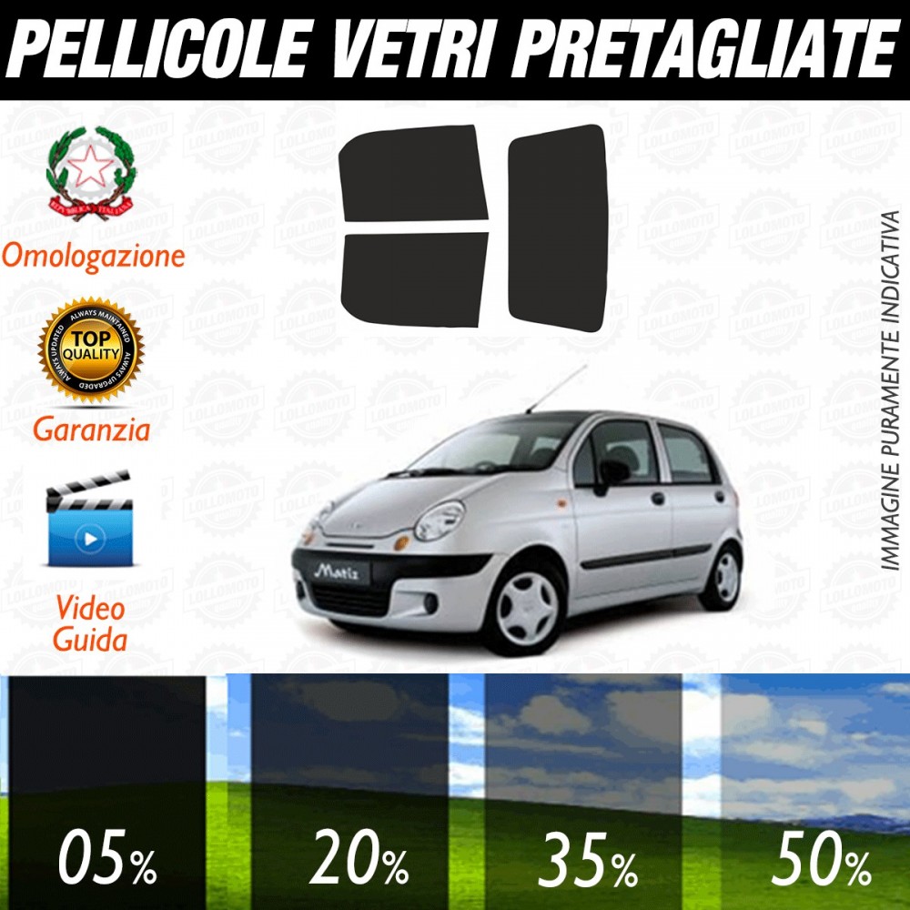 Daewoo Matiz dal 1999 al 2004 Pellicole Oscuramento Vetri Posteriori Auto Pre Tagliate a Misura