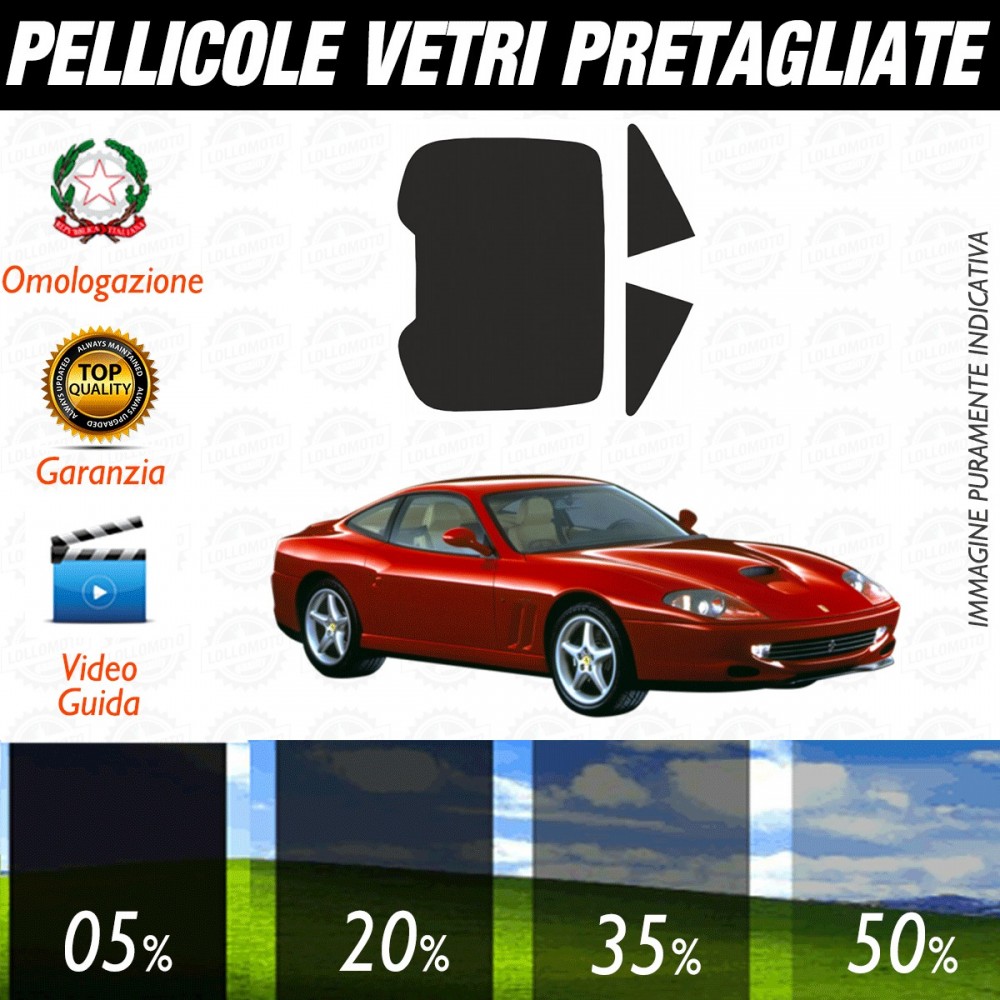 Ferrari 550 Maranello dal 1996 al 2001 Pellicole Oscuramento Vetri Posteriori Auto Pre Tagliate a Misura