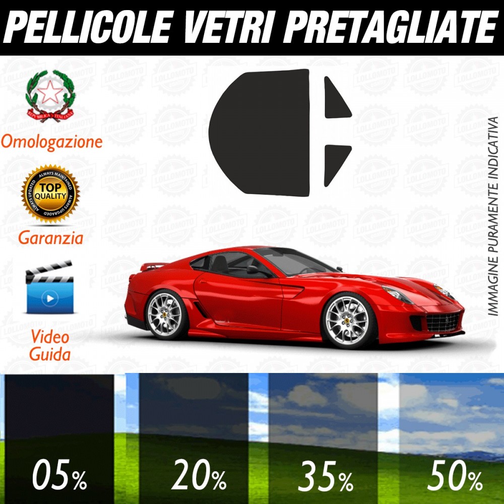 Ferrari 599 dal 2008 ad OGGI Pellicole Oscuramento Vetri Posteriori Auto Pre Tagliate a Misura
