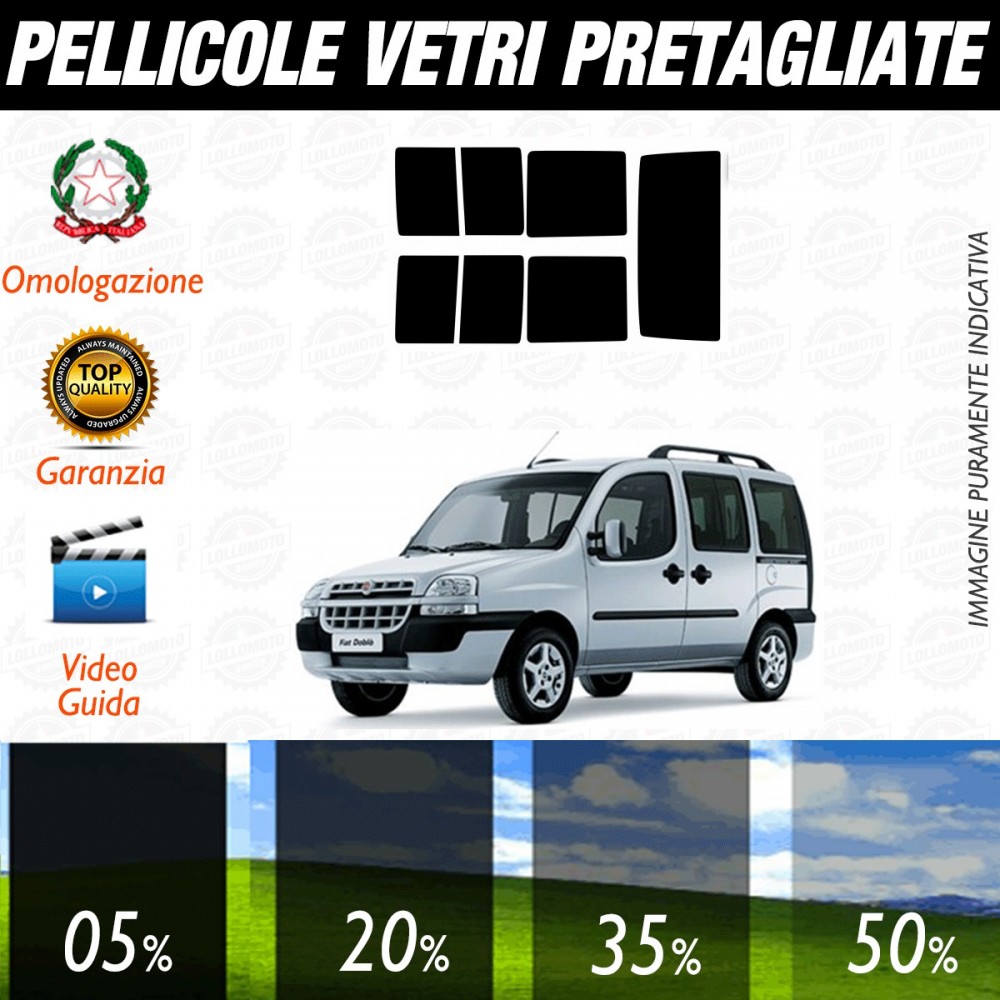 Fiat Doblò dal 2002 al 2007 Pellicole Oscuramento Vetri Posteriori Auto Pre Tagliate a Misura