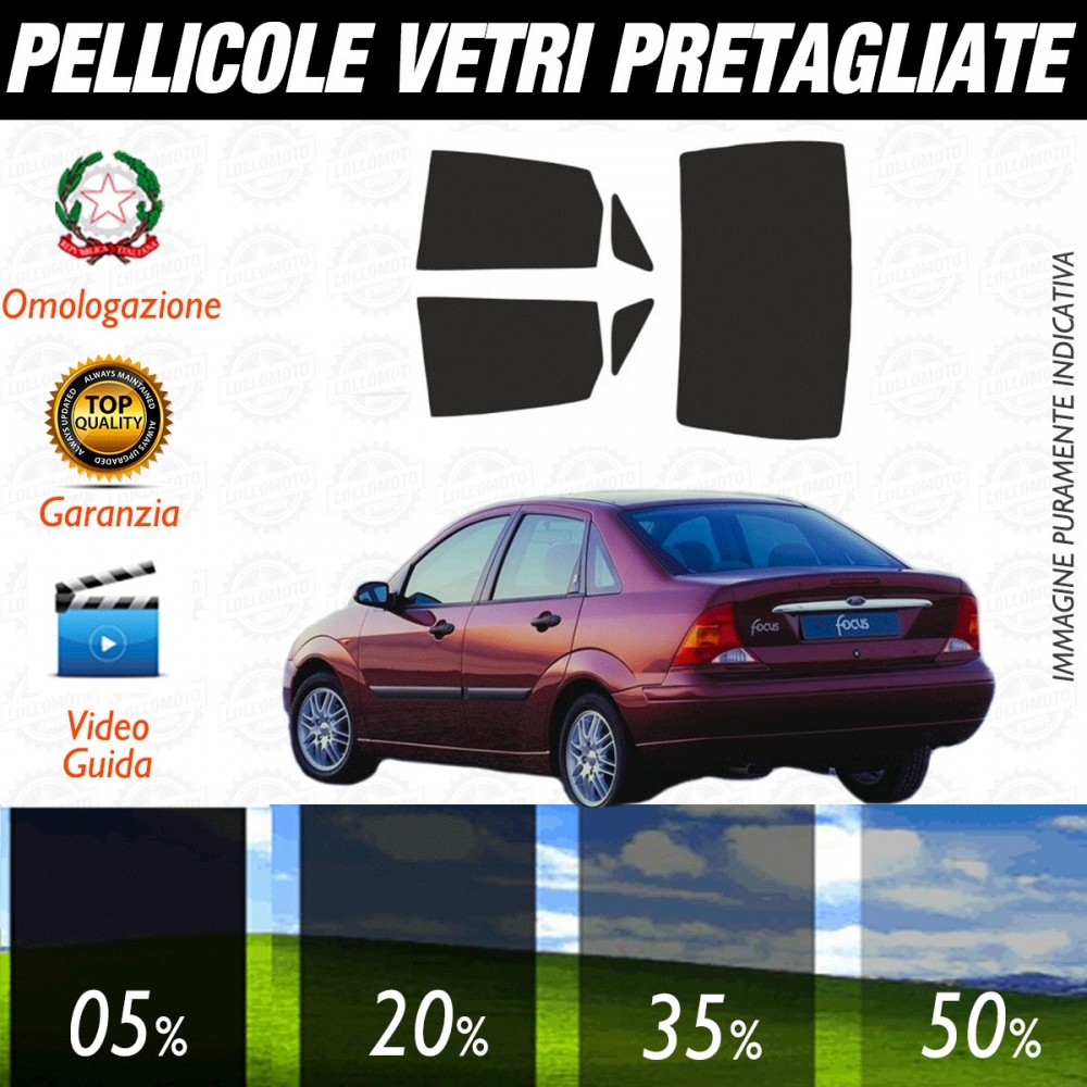 Ford Focus Berlina dal 1999 al 2004 Pellicole Oscuramento Vetri Posteriori Auto Pre Tagliate a Misura
