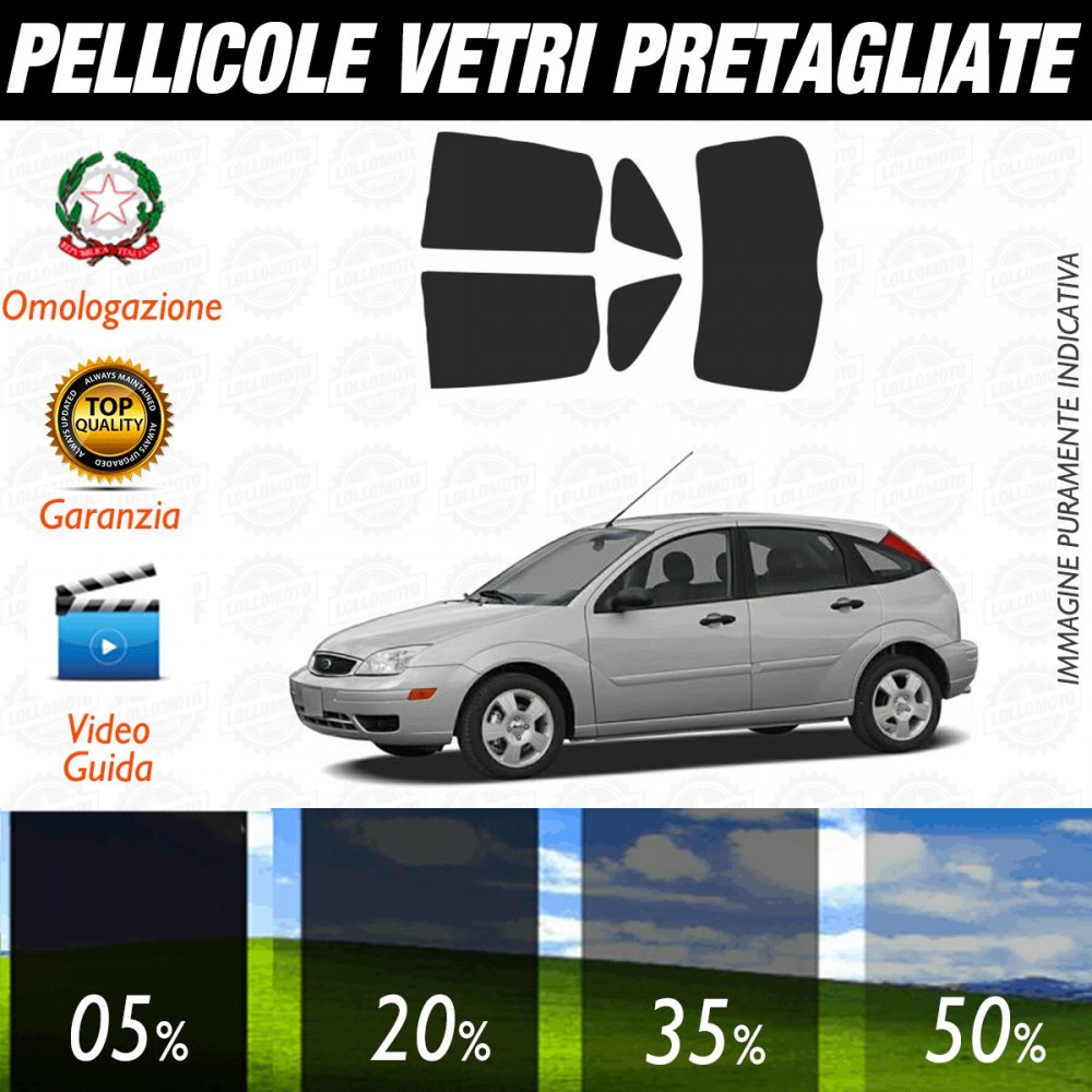 Ford Focus 5P dal 1999 al 2004 Pellicole Oscuramento Vetri Posteriori Auto Pre Tagliate a Misura