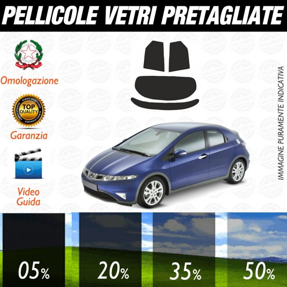 Honda Civic 5P dal 2006 al 2011 Pellicole Oscuramento Vetri Posteriori Auto Pre Tagliate a Misura