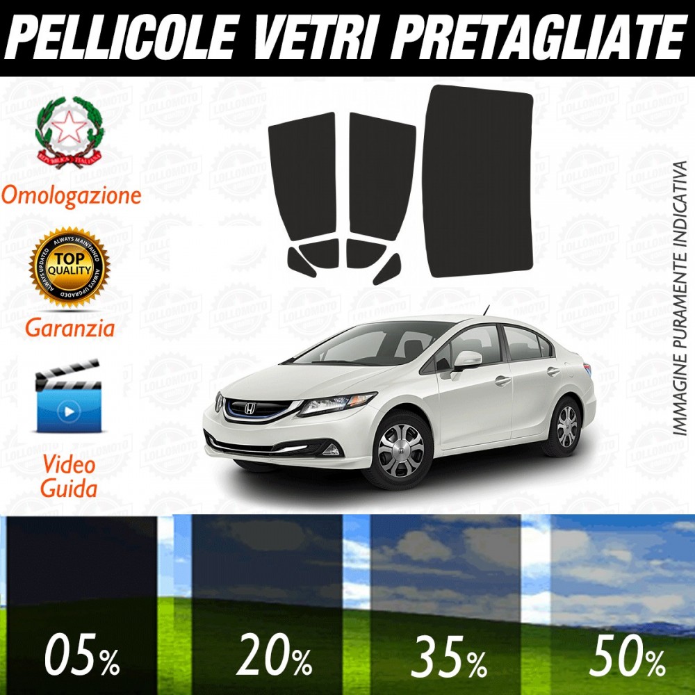 Honda Civic Hybrid dal 2007 ad OGGI Pellicole Oscuramento Vetri Posteriori Auto Pre Tagliate a Misura