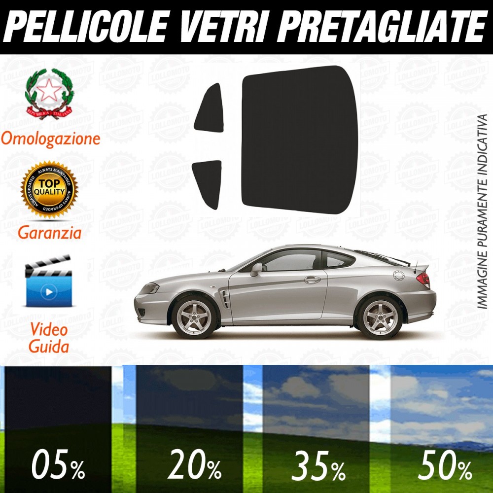 Hyundai Coupè dal 2002 al 2006 Pellicole Oscuramento Vetri Posteriori Auto Pre Tagliate a Misura