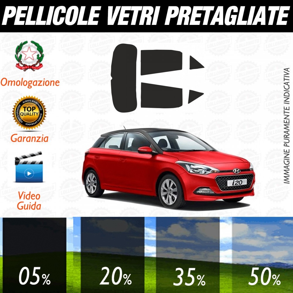 Hyundai I20 5P dal 2015 ad OGGI Pellicole Oscuramento Vetri Posteriori Auto Pre Tagliate a Misura