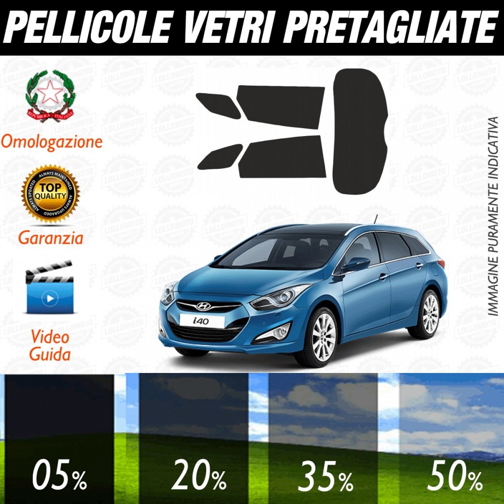 Hyundai I40 5P dal 2011 ad OGGI Pellicole Oscuramento Vetri Posteriori Auto Pre Tagliate a Misura