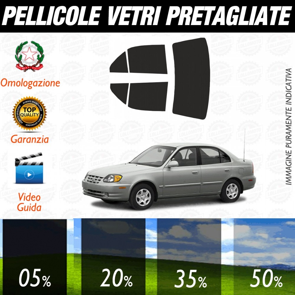 Hyundai Accent Berlina dal 2000 al 2005 Pellicole Oscuramento Vetri Posteriori Auto Pre Tagliate a Misura