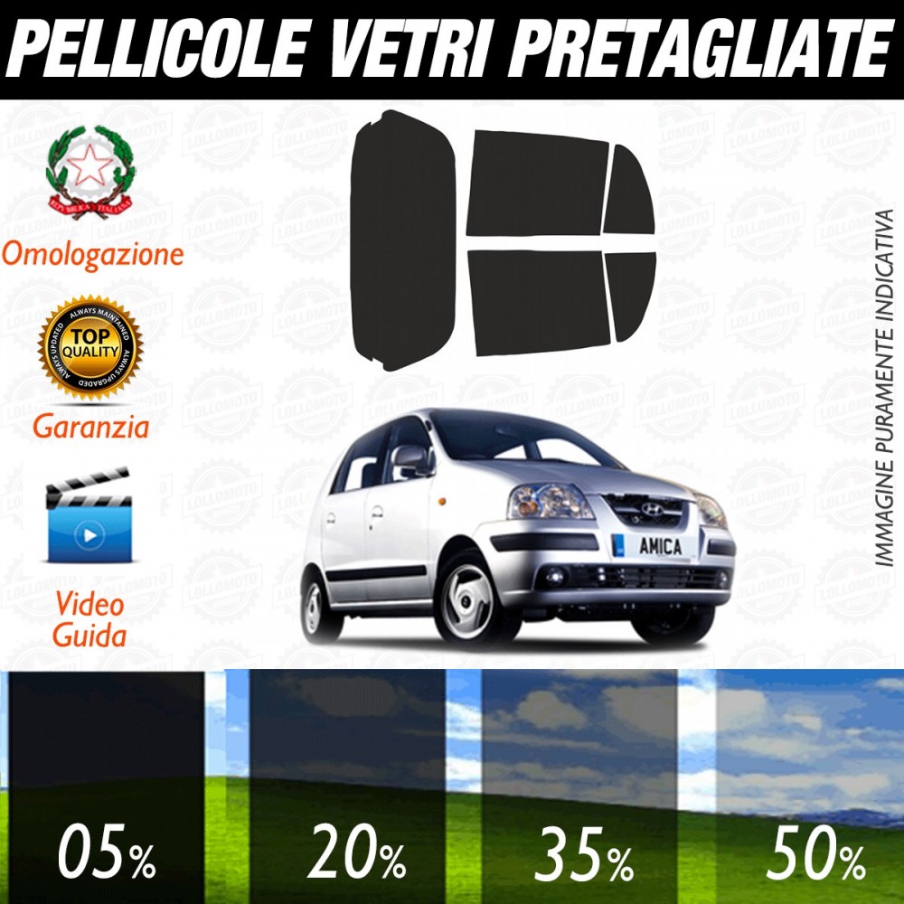 Hyundai Amica 5P dal 2000 al 2003 Pellicole Oscuramento Vetri Posteriori Auto Pre Tagliate a Misura