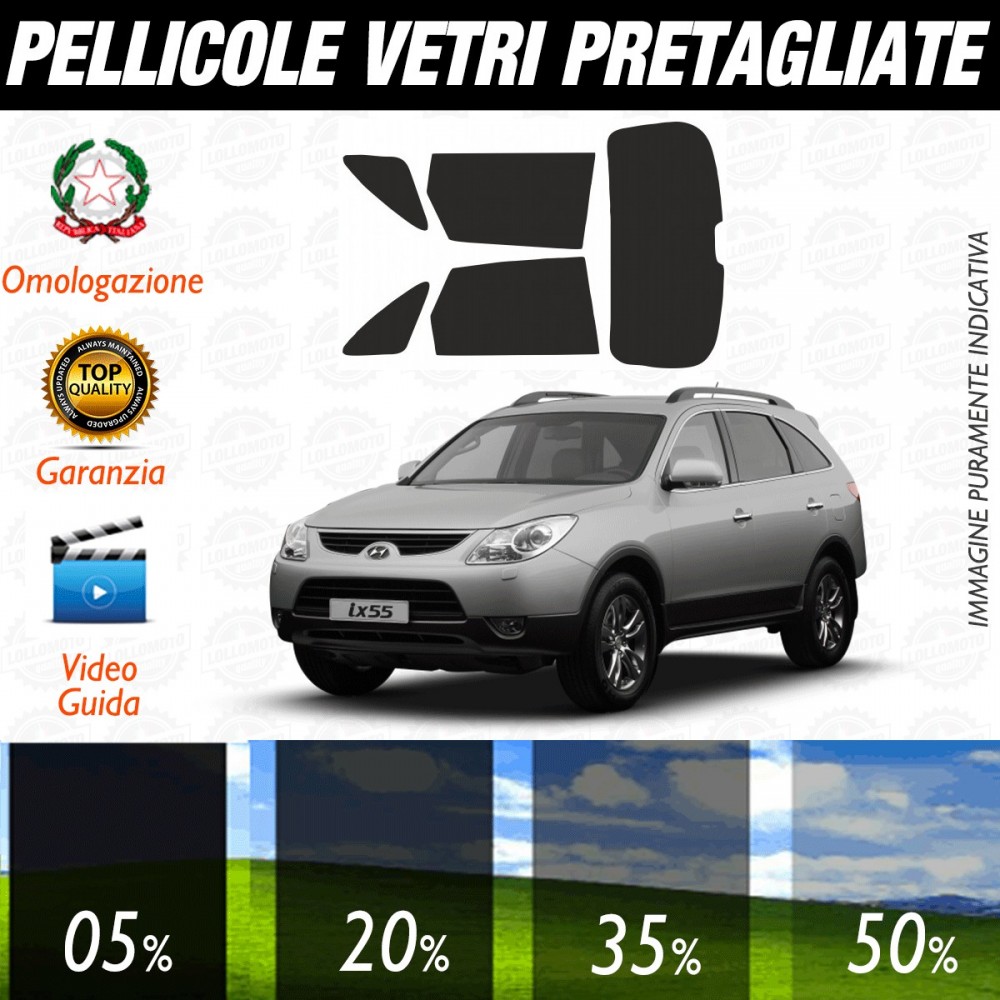 Hyundai IX-55 dal 2009 ad OGGI Pellicole Oscuramento Vetri Posteriori Auto Pre Tagliate a Misura