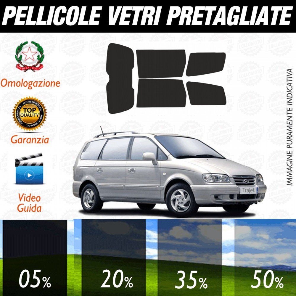 Hyundai Trajet dal 2000 al 2006 Pellicole Oscuramento Vetri Posteriori Auto Pre Tagliate a Misura