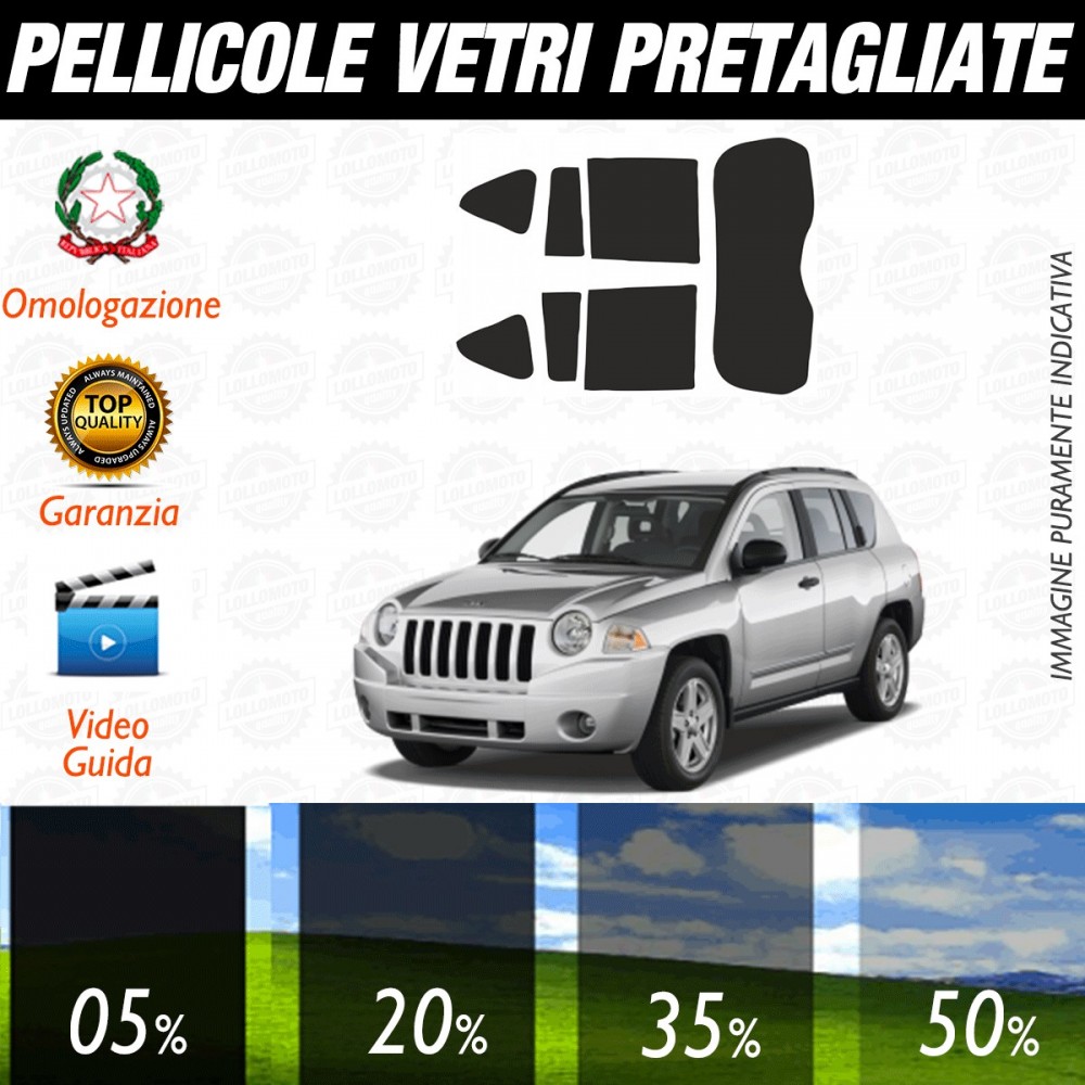 Jeep Compass dal 2007 al 2011 Pellicole Oscuramento Vetri Auto Pre Tagliate a Misura