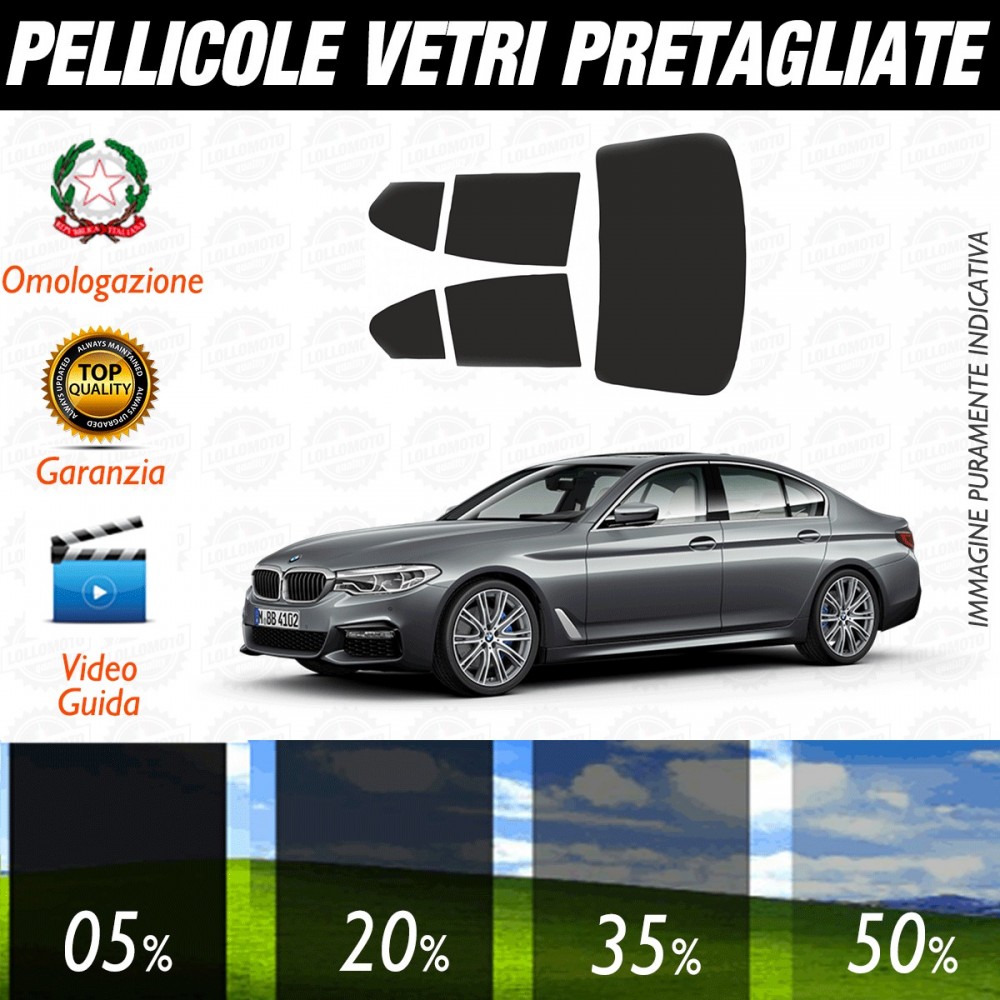 Bmw Serie 5 Berlina dal 2017 ad OGGI Pellicole Oscuramento Vetri Posteriori Auto Pre Tagliate a Misura con Plotter