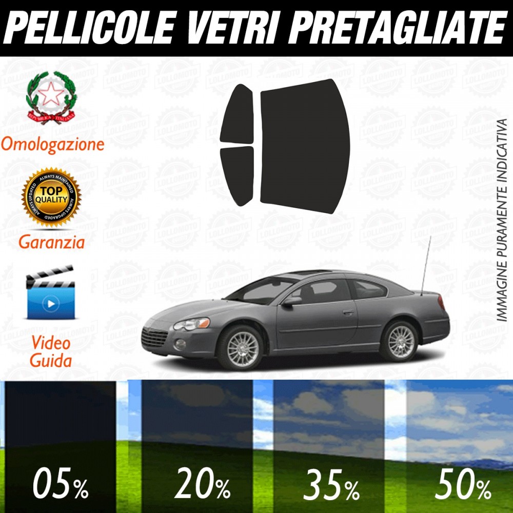 Chrysler Sebring 2P dal 2001 al 2006 Pellicole Oscuramento Vetri Posteriori Auto Pre Tagliate a Misura
