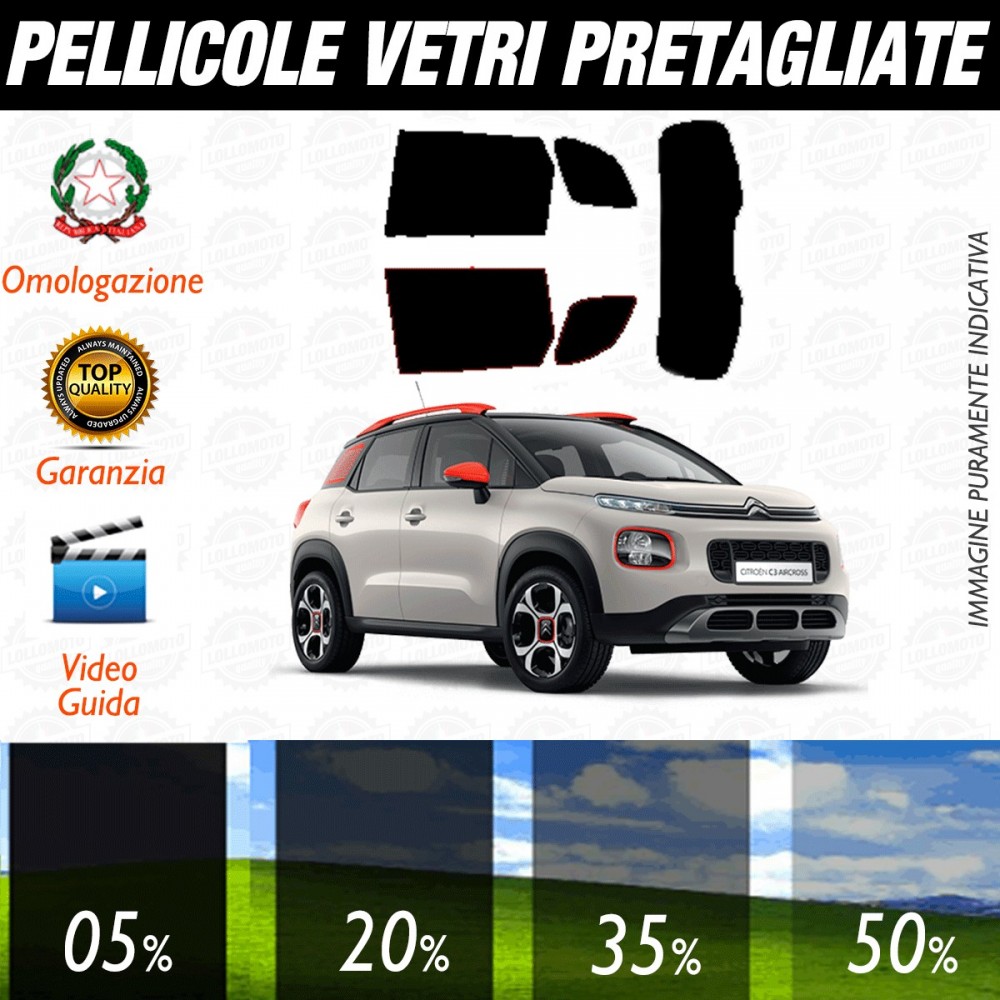 Citroen C3 Aircross dal 2018 ad OGGI Pellicole Oscuramento Vetri Posteriori Auto Pre Tagliate a Misura