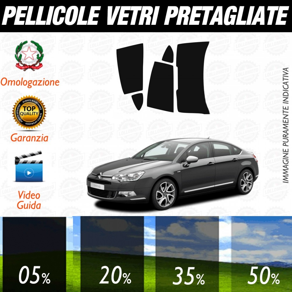 Citroen C5 Berlina dal 2008 al 2010 Pellicole Oscuramento Vetri Posteriori Auto Pre Tagliate a Misura