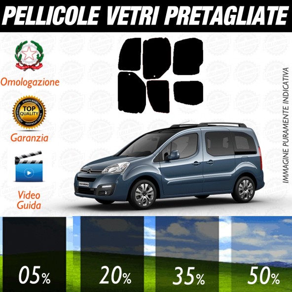 Citroen Berlingo dal 2008 ad OGGI Pellicole Oscuramento Vetri Posteriori Auto Pre Tagliate a Misura