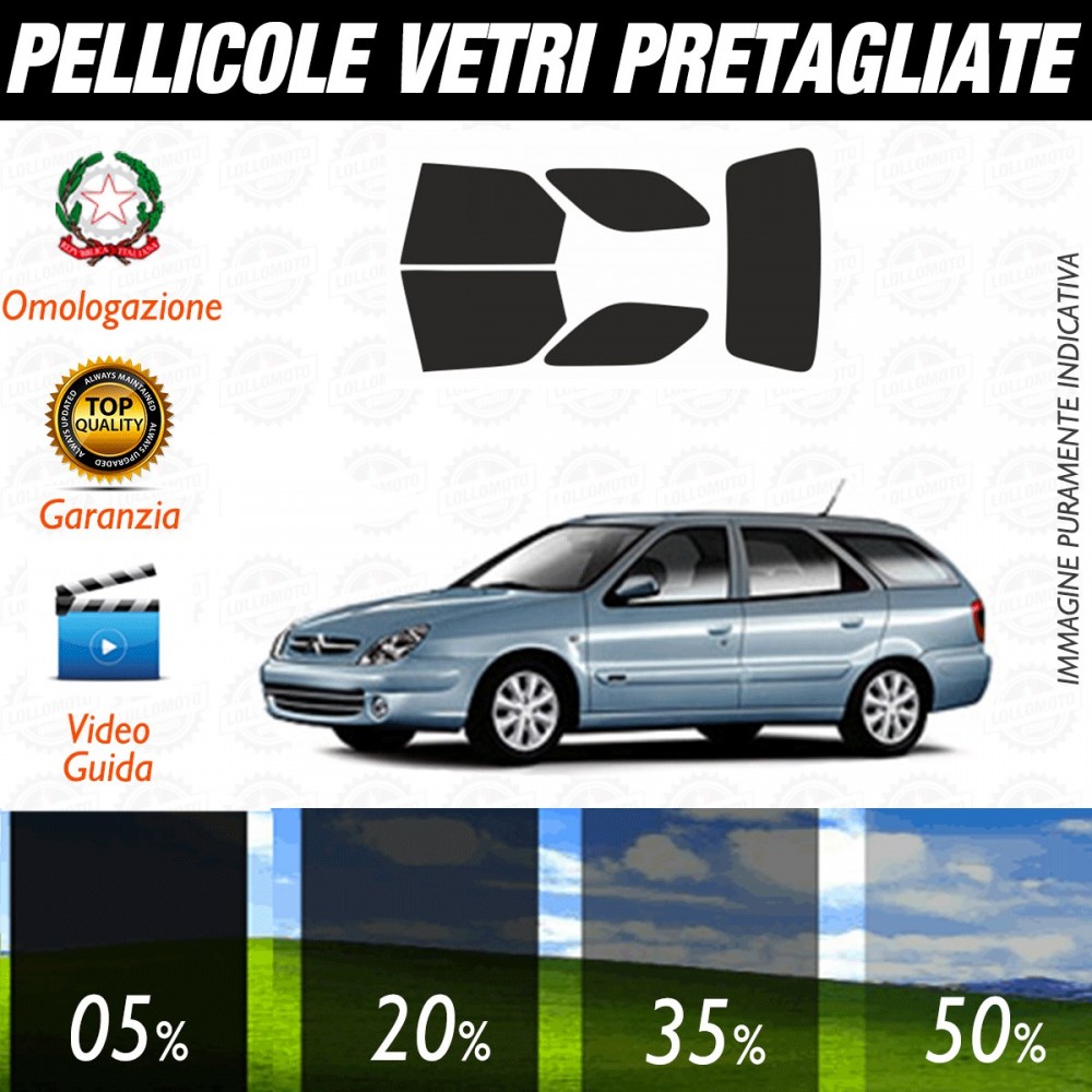 Citroen Xsara Break SW dal 1998 al 2006 Pellicole Oscuramento Vetri Posteriori Auto Pre Tagliate a Misura