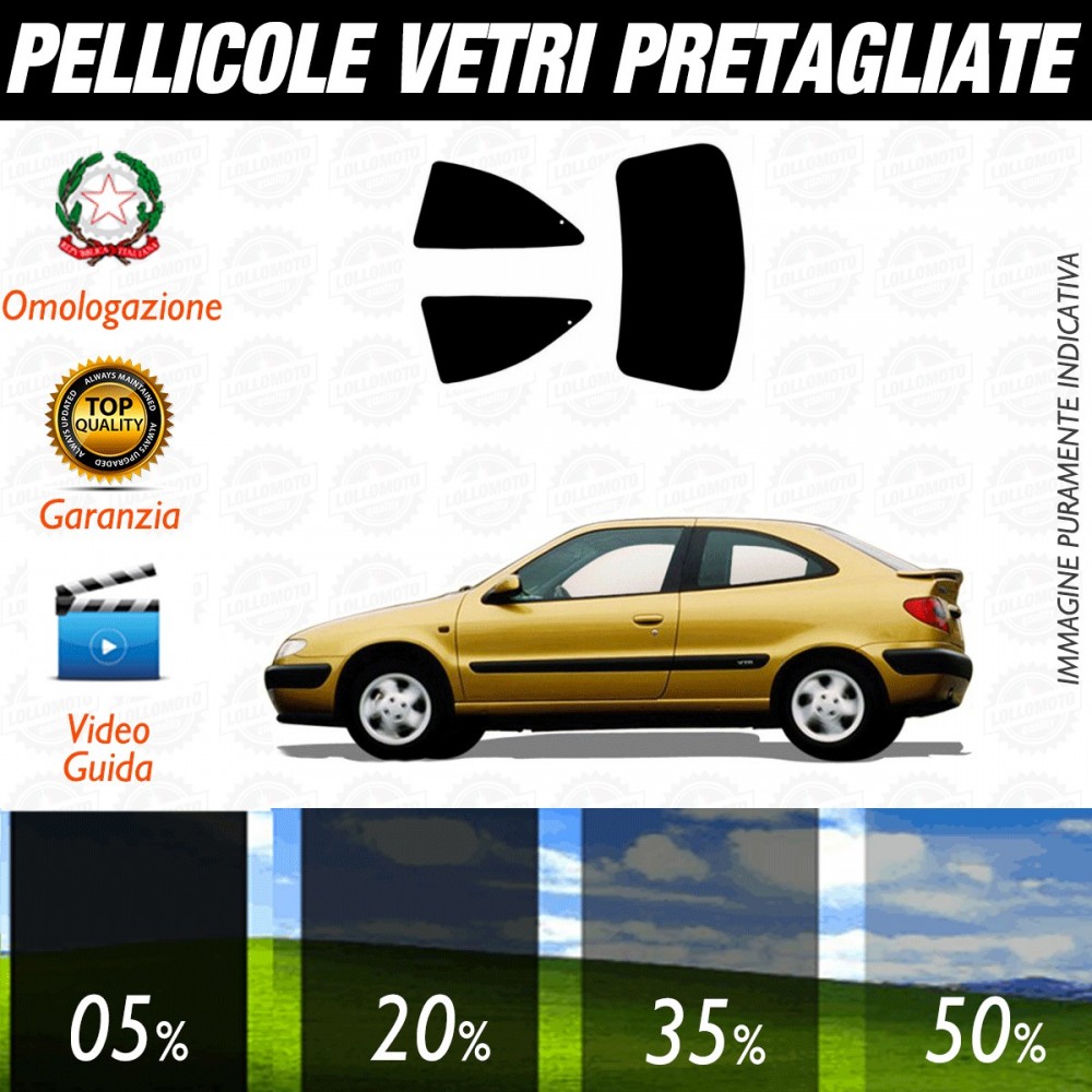 Citroen Xsara Coupe dal 1997 al 2004 Pellicole Oscuramento Vetri Posteriori Auto Pre Tagliate a Misura