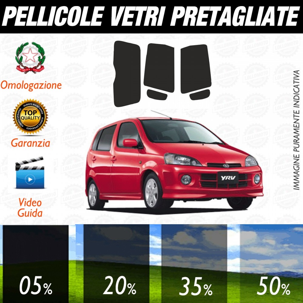 Daihatsu YRV 5P dal 2001 al 2004 Pellicole Oscuramento Vetri Posteriori Auto Pre Tagliate a Misura