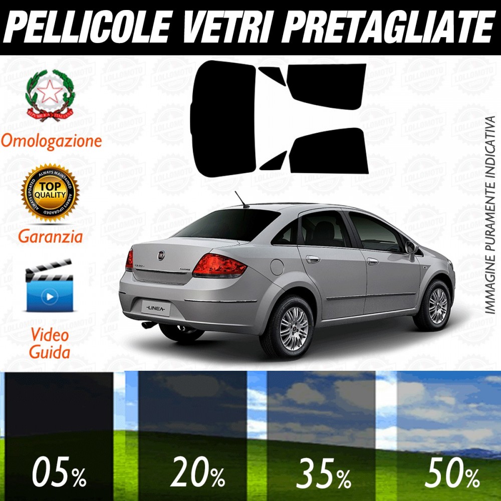 Fiat Linea dal 2009 ad OGGI Pellicole Oscuramento Vetri Posteriori Auto Pre Tagliate a Misura Plotter
