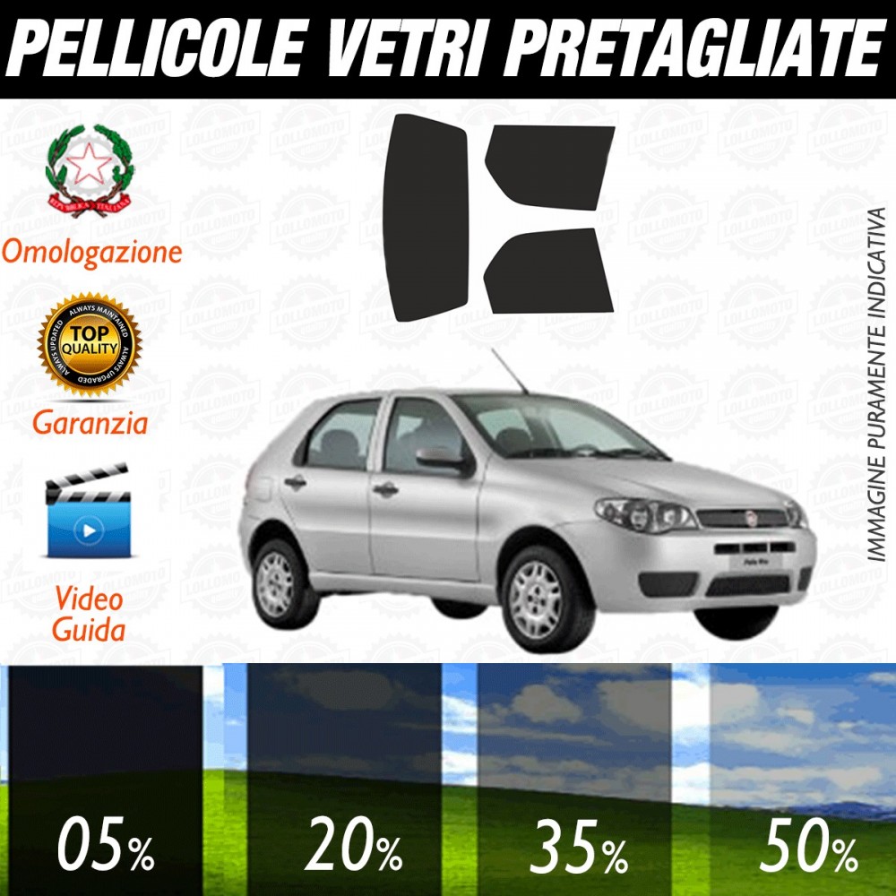 Fiat Palio 5P dal 1996 al 2009 Pellicole Oscuramento Vetri Posteriori Auto Pre Tagliate a Misura Plotter
