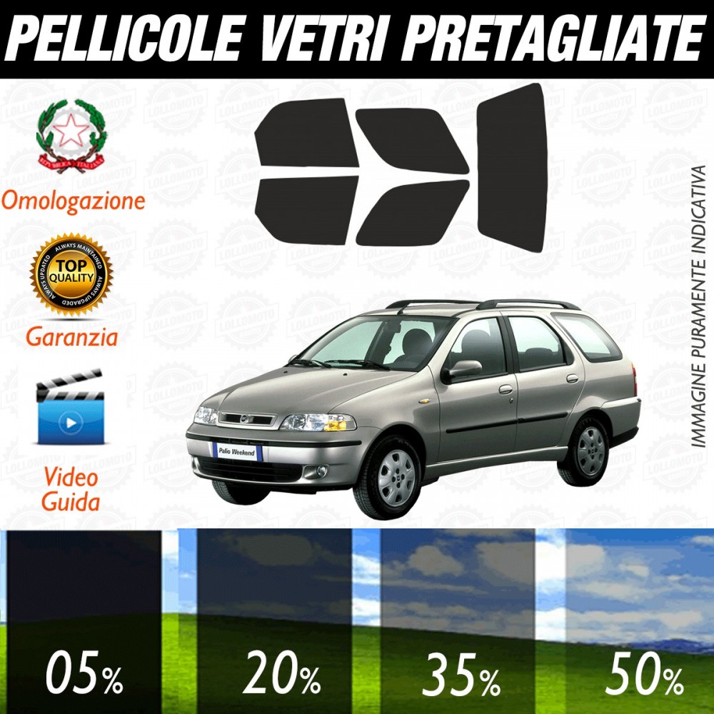 Fiat Palio Sw dal 1997 al 2004 Pellicole Oscuramento Vetri Posteriori Auto Pre Tagliate a Misura Plotter