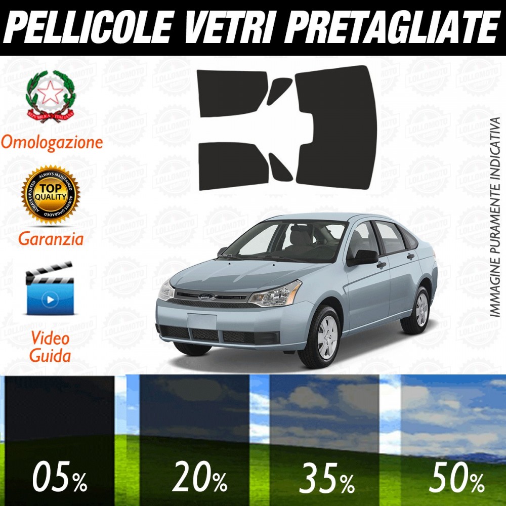 Ford Focus Berlina dal 2007 al 2012 Pellicole Oscuramento Vetri Posteriori Auto Pre Tagliate a Misura