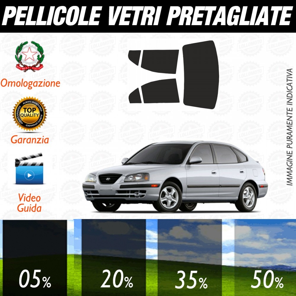 Hyundai Elantra Berlina dal 2001 al 2006 Pellicole Oscuramento Vetri Auto Pre Tagliate a Misura